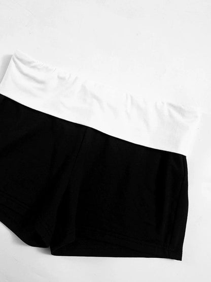 Ensemble deux pièces noir rétro slim fit haut camisole et short