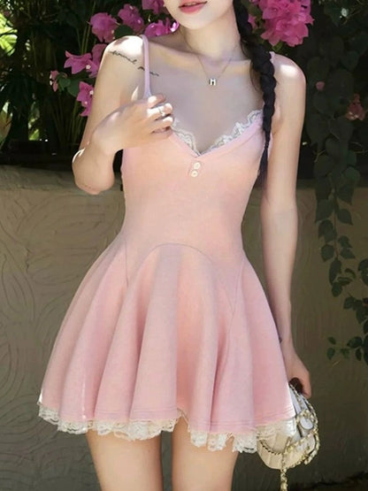 Robe mini coupe A en dentelle JY Sweet