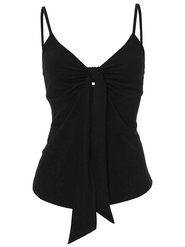 Zwarte mouwloze strik cami top