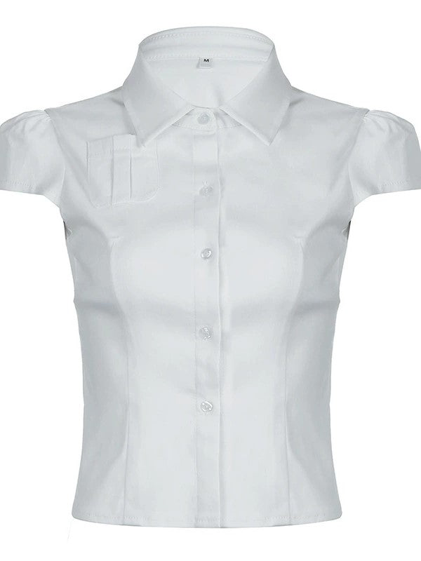 Witte vintage blouse met knoopsluiting aan de voorkant