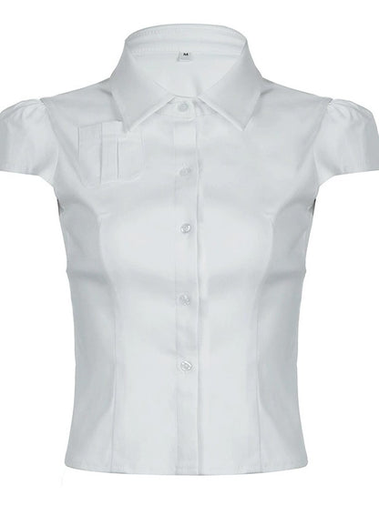 Witte vintage blouse met knoopsluiting aan de voorkant