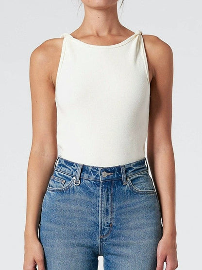 Solid Color Vintage Sleeveless Twisted Crop Top