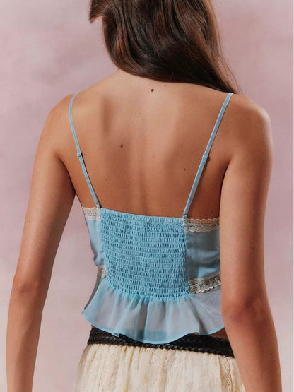 Vintage Pleated Layered Transparent Double Cami Top