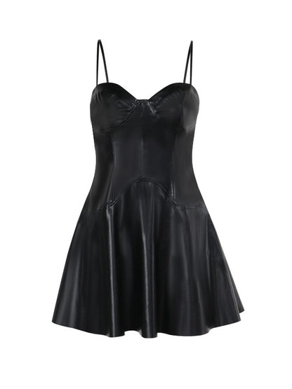 Robe mini slim en similicuir style corset punk