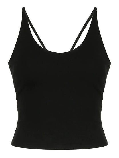 Black Backless Cross Strap Cami Top