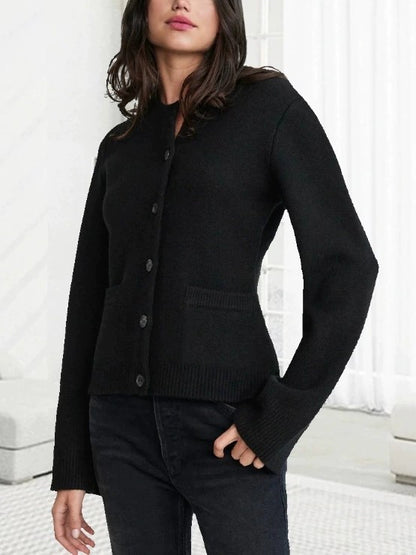 Classic Button Flared Sleeve Cardigan Sweater