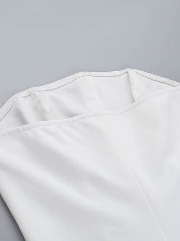 Mini-robe blanche à ourlet plissé français