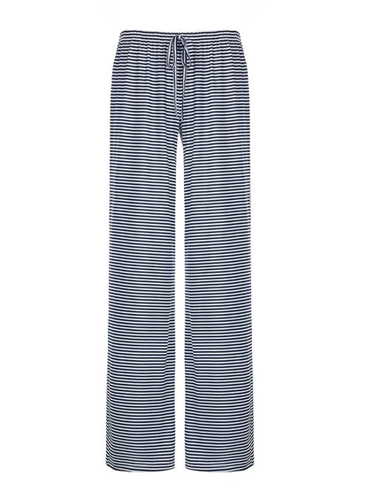 Pantalon taille basse bleu vintage à rayures avec cordon de serrage