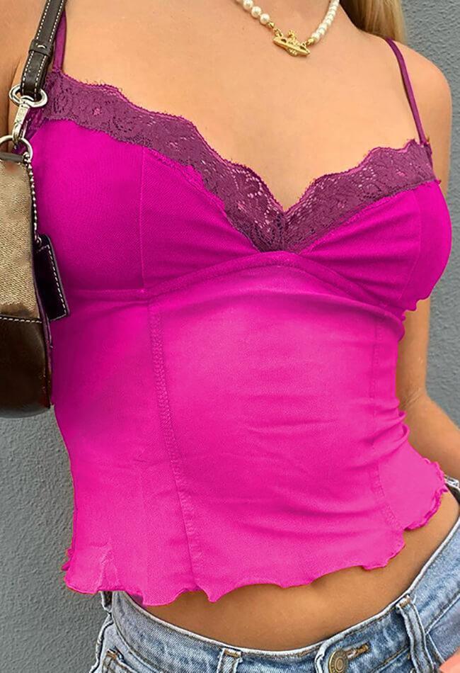 Vintage pure mesh schimmel cami top met V-hals