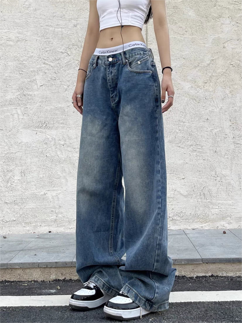 Vintage Blue Washed Effect Boyfriend Jeans – Razys.com