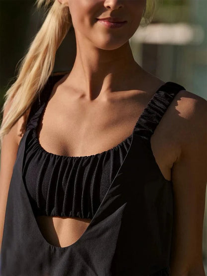 Mini-robe d'entraînement noire Sweet Tennis avec soutien-gorge et short intégrés