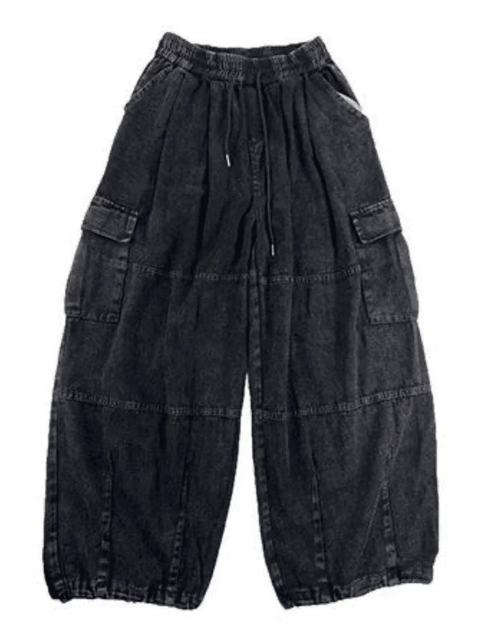 Zwarte hiphop baggy cargojeans