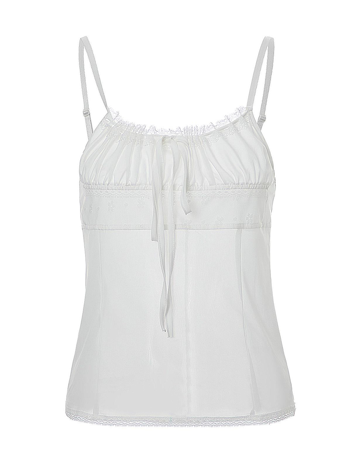 Witte chiffon cami top met kanten detail