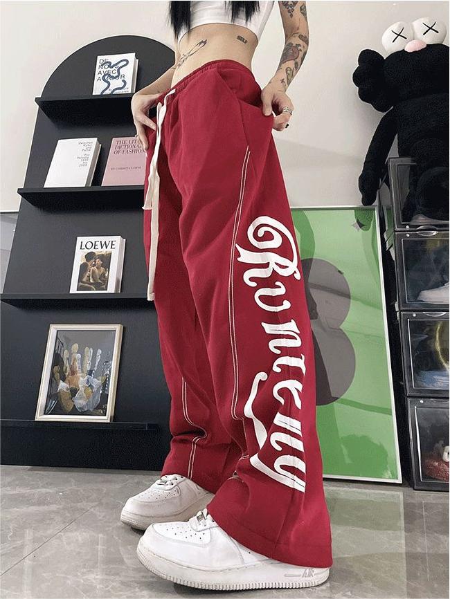 Old School Baggy Sweatpants with Letter Print Razys