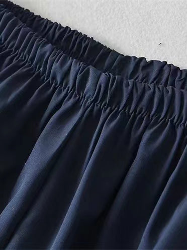 Navy Blue Retro Sport Baggy Pants with Stripes – Razys.com
