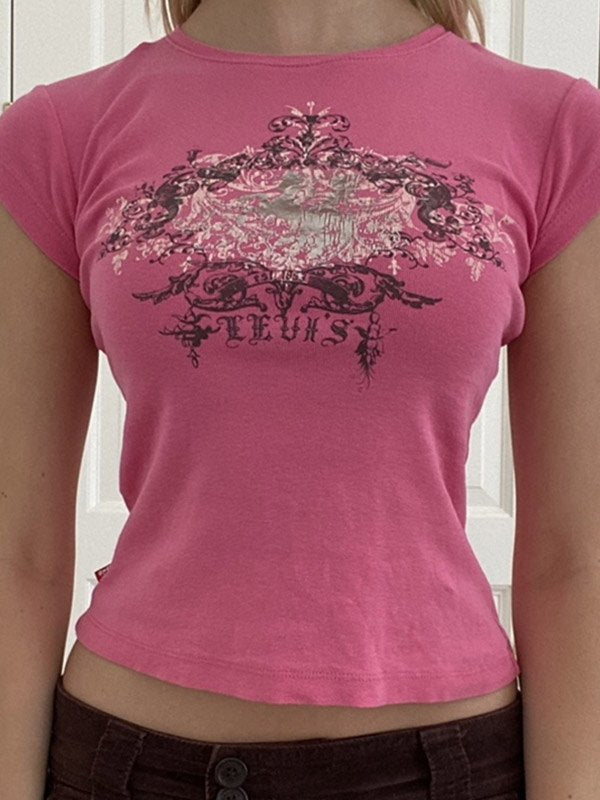 Vintage top met Acanthus-logo