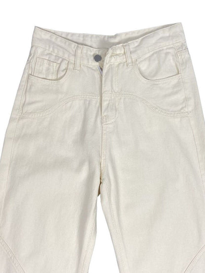 Witte Vintage Baggy Boyfriend Jeans met rechte pijpen en split