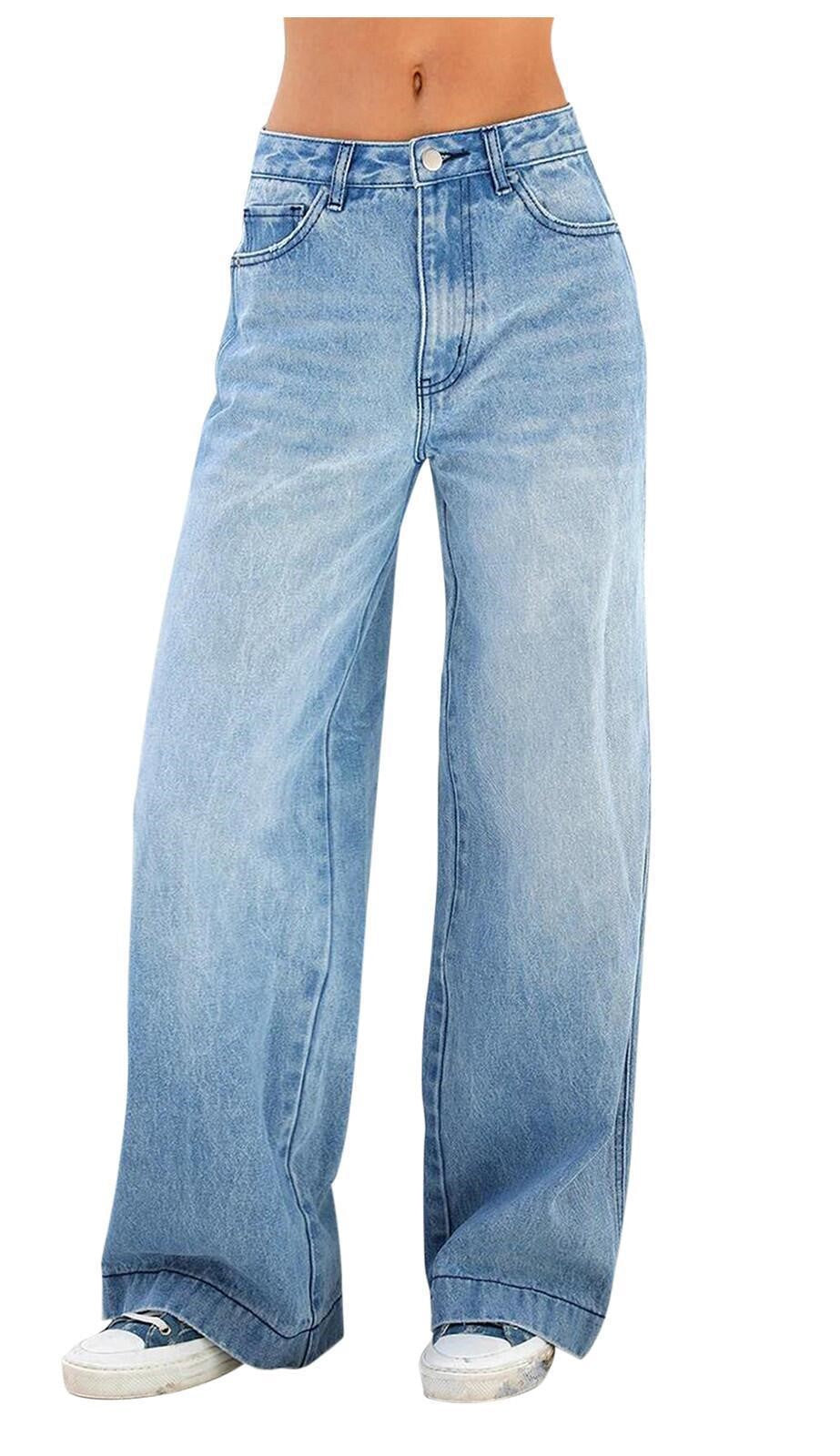 Vintage Blue Washed Effect Versatile Boyfriend Jeans – Razys.com